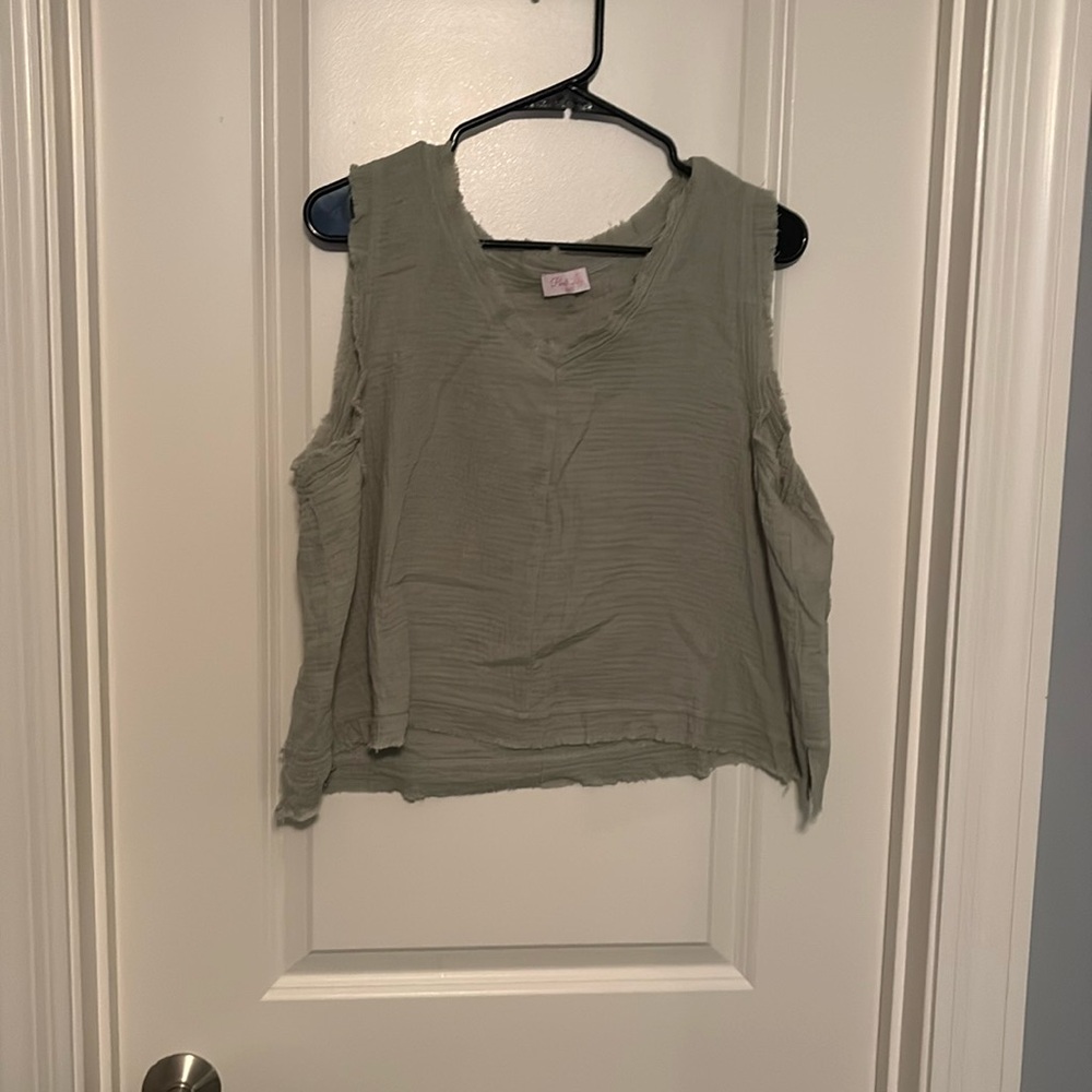 Sage green gauze top